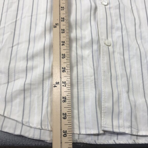 Ermenegildo Zegna Shirt Mens XL White Blue Stripe Long Sleeve Button Up Dress - Picture 7 of 11